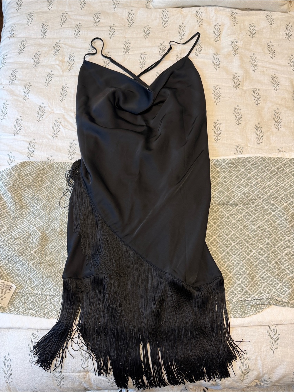 Black Fringe Slip Dress